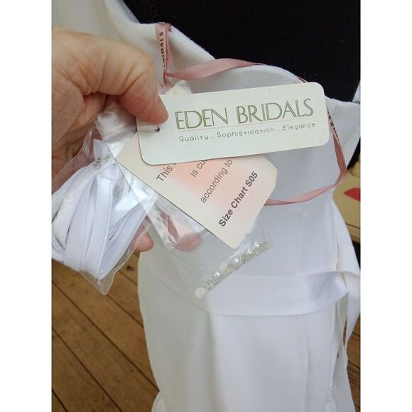 Sz 6 Wedding Dress Gown Eden Bridal #1400 Waterfall Chiffon Ruffled Fit & Flare - Picture 10 of 11